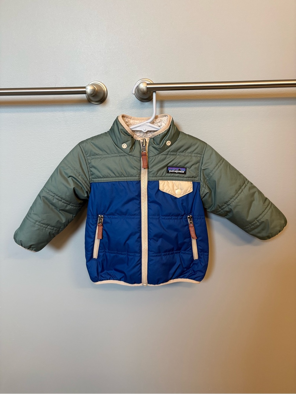 Patagonia Baby Kids Reversible Tribbles Zip Up Jacket Boys Size 12-18 Months